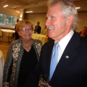 Former Oregon governor Barbara Roberts and Gov. John Kitzhaber at Eastside Exchange Building. Photo by Byron Beck.